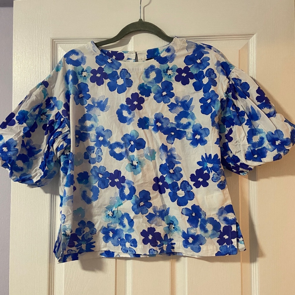 Monet Floral Blouse with Balloon Sleeves